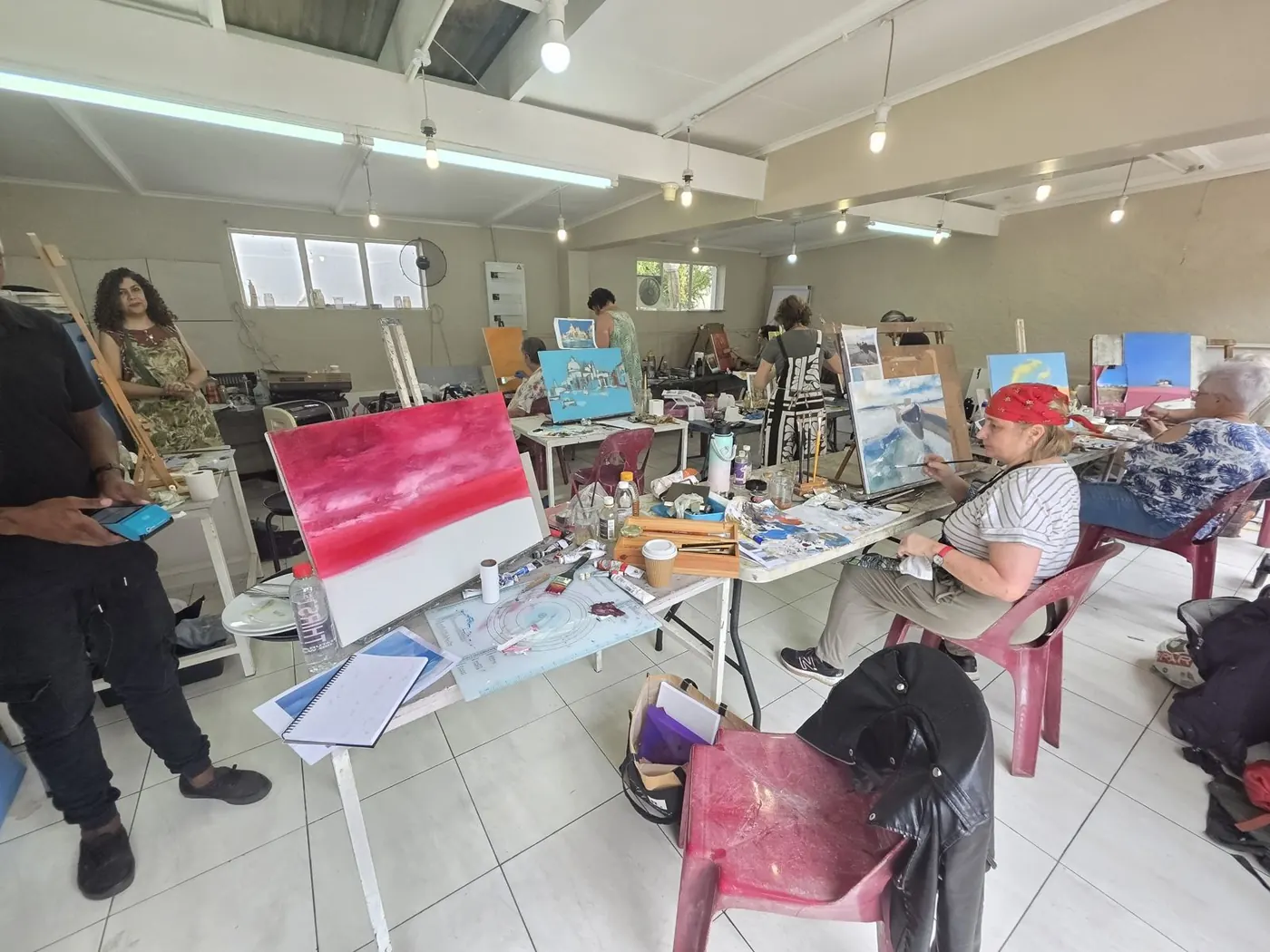 A busy studio session