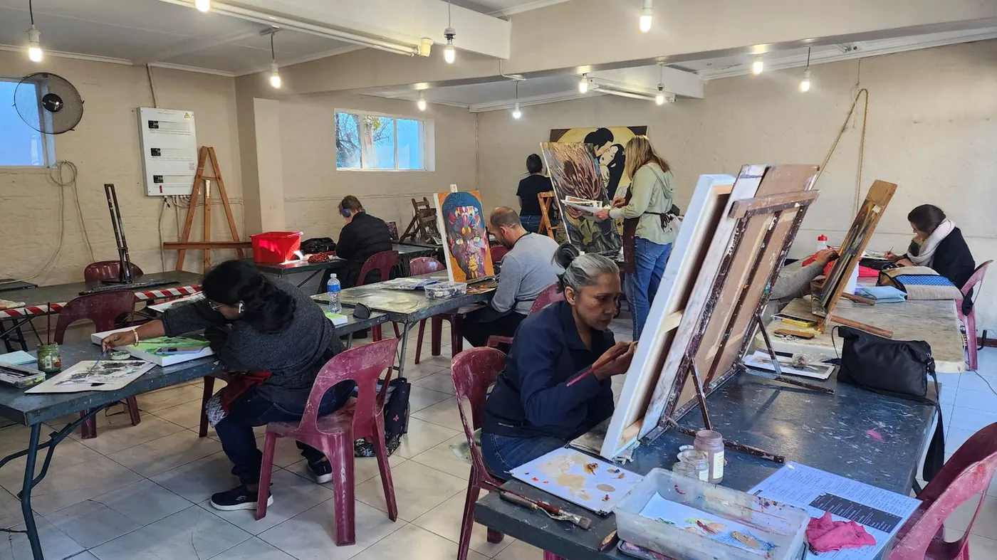 Painting at the easel